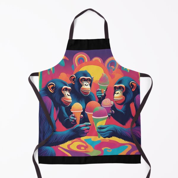 Item preview, Retro Trippy Chimps eating ice cream designed and sold by NicMacTees.