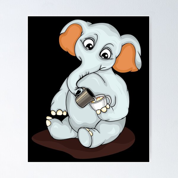 Artikel-Vorschau von Niedlicher Elefant gießt Latte Art Kaffeeliebhaber Barista, designt und verkauft von DSWShirts.