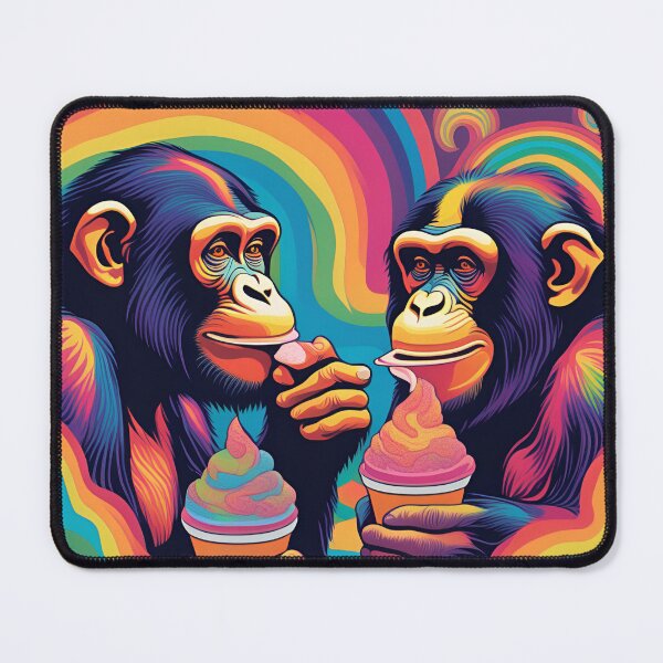 Item preview, Retro Trippy Chimps eating ice cream designed and sold by NicMacTees.