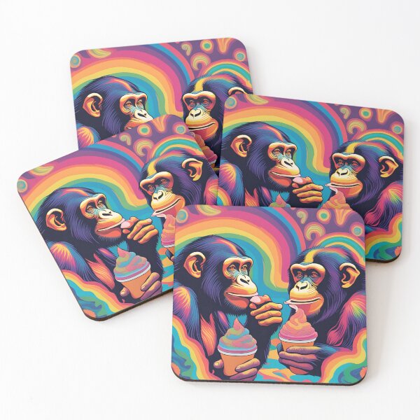 Item preview, Retro Trippy Chimps eating ice cream designed and sold by NicMacTees.