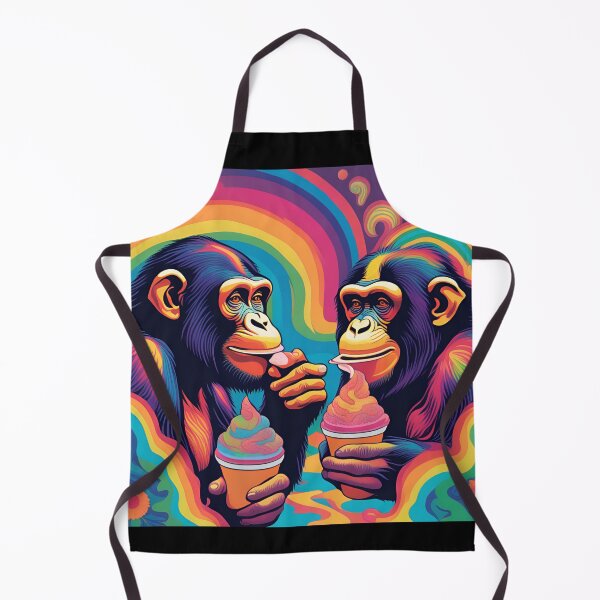 Item preview, Retro Trippy Chimps eating ice cream designed and sold by NicMacTees.