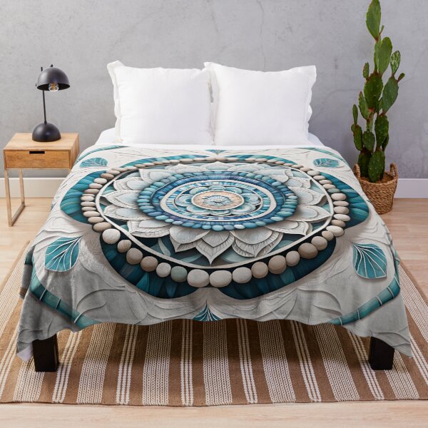 Item preview, Zen Mandala of Natural Stones in Blue and Beige Tones designed and sold by MandalasShops.