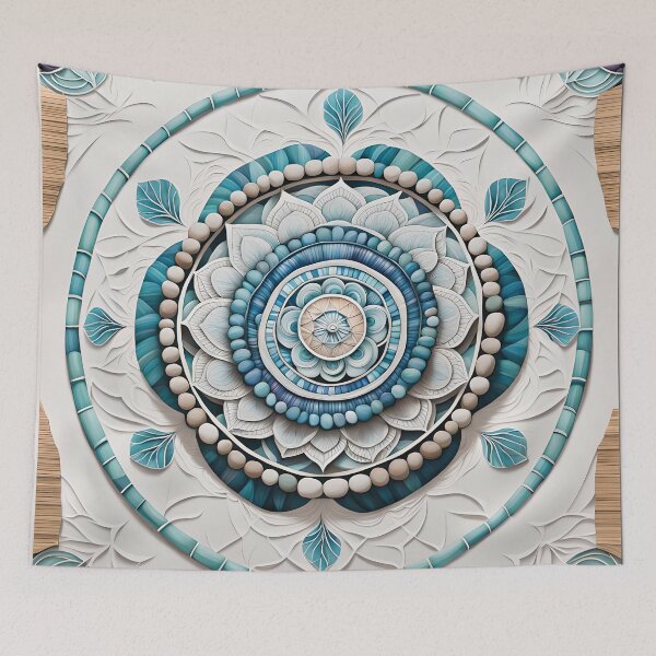 Item preview, Zen Mandala of Natural Stones in Blue and Beige Tones designed and sold by MandalasShops.