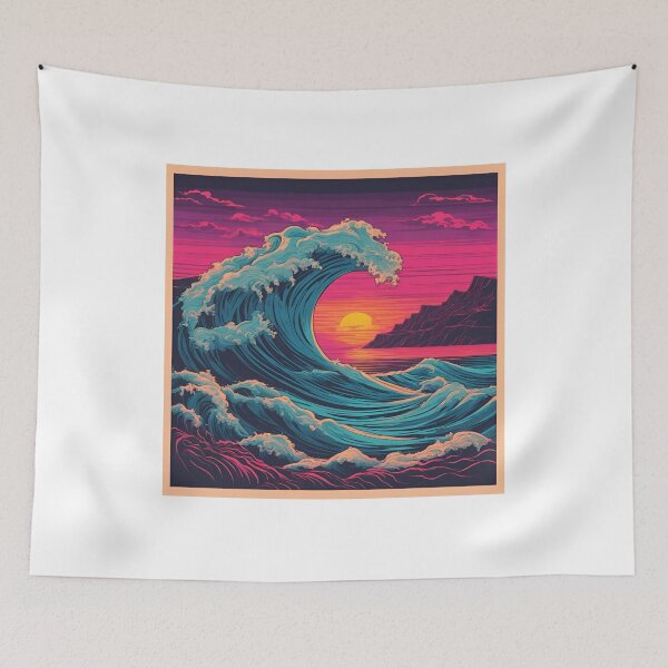 Item preview, Retro vintage stormy seas at sunset designed and sold by NicMacTees.