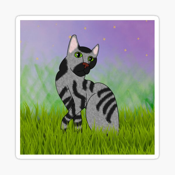 Back Facing Gray Kitty In Da Grass Sticker
