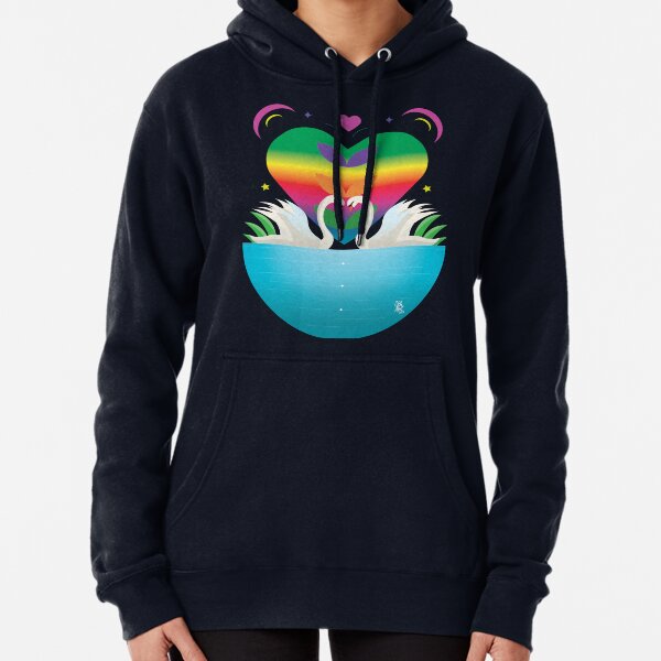 Moonlit Swan Romance Pullover Hoodie