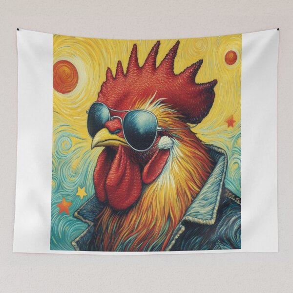 Item preview, Van .Gogh Rooster Wearing Sunglasses Retro Vintage Tee  designed and sold by VISIONSTURME.