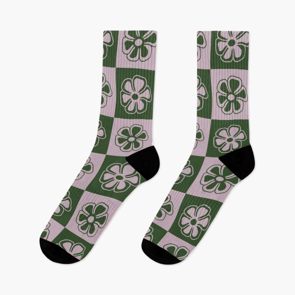 Item preview, Flower Power Checkers| Green + Purple | Artwork by Julia Healy designed and sold by Julia Healy.