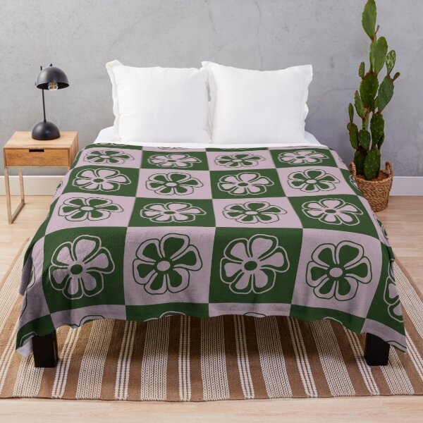Item preview, Flower Power Checkers| Green + Purple | Artwork by Julia Healy designed and sold by Julia Healy.