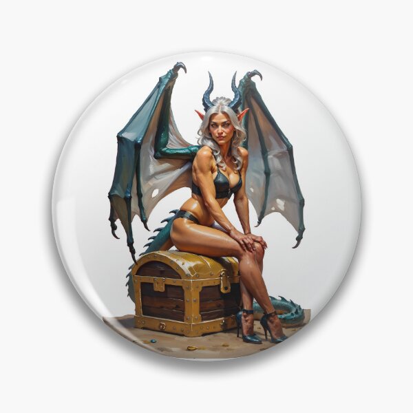 Item preview, Dragon Woman on Treasure Chest Pinup designed and sold by EliaShelley.