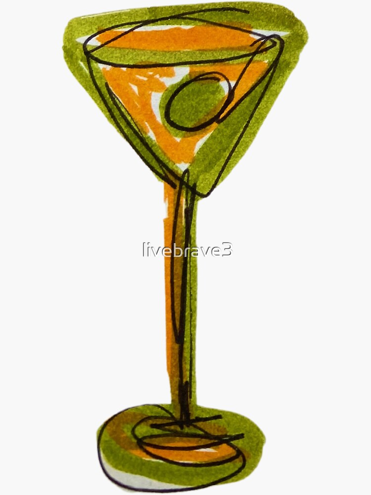Thumbnail 3 of 3, Sticker, Funky Green Wine Glass designed and sold by livebrave3.