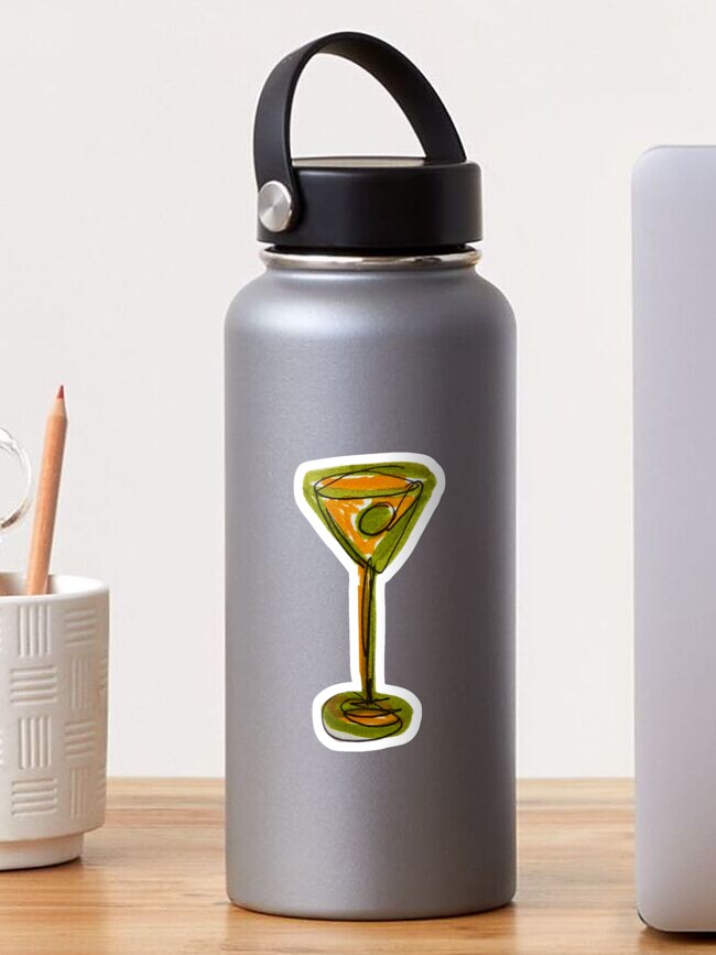 Thumbnail 1 of 3, Sticker, Funky Green Wine Glass designed and sold by livebrave3.