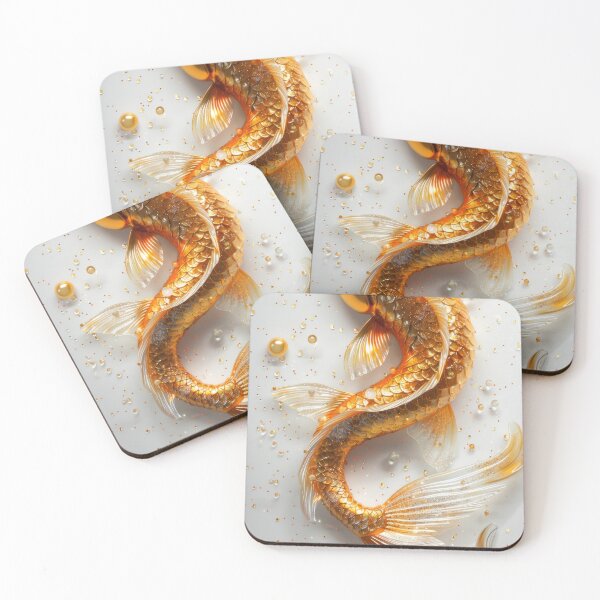 Item preview, Golden Koi Fish on White Background, Symbol of Prosperity designed and sold by Piotrek0001.