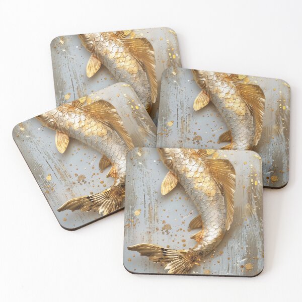 Item preview, Golden Koi Fish on White Background, Symbol of Prosperity designed and sold by Piotrek0001.