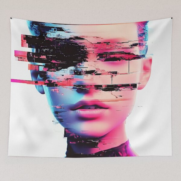 Item preview, Digital Glitch Portrait: Futuristic Face in Fragments designed and sold by Studio Axis.