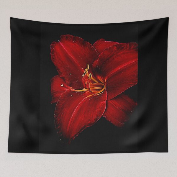 Item preview, Red Day Lily on Black designed and sold by bloomingvine.