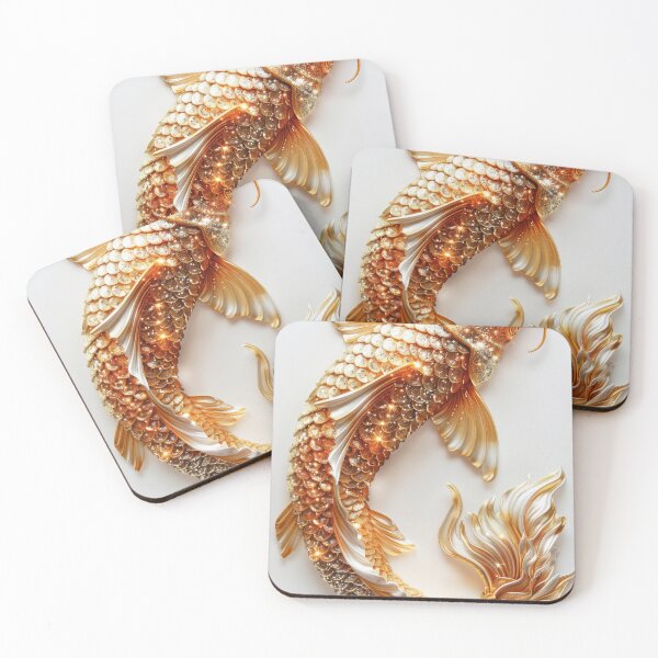 Item preview, Golden Koi Fish on White Background, Symbol of Prosperity designed and sold by Piotrek0001.
