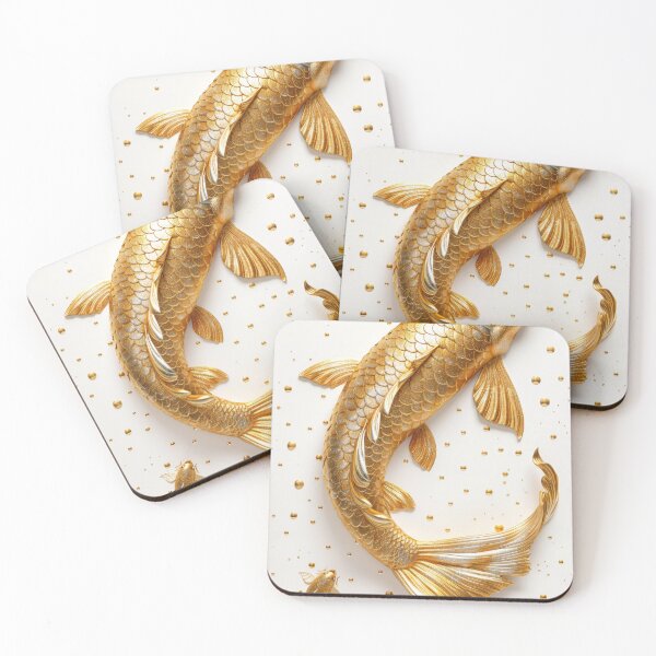 Item preview, Golden Koi Fish on White Background, Symbol of Prosperity designed and sold by Piotrek0001.