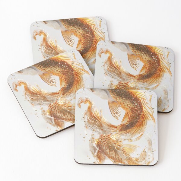 Item preview, Golden Koi Fish on White Background, Symbol of Prosperity designed and sold by Piotrek0001.