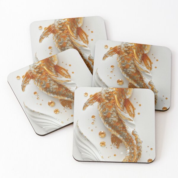 Item preview, Golden Koi Fish on White Background, Symbol of Prosperity designed and sold by Piotrek0001.