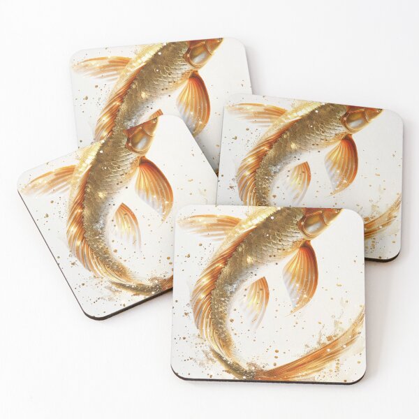 Item preview, Golden Koi Fish on White Background, Symbol of Prosperity designed and sold by Piotrek0001.