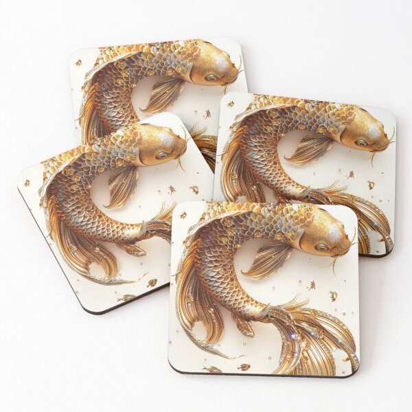 Item preview, Golden Koi Fish on White Background, Symbol of Prosperity designed and sold by Piotrek0001.