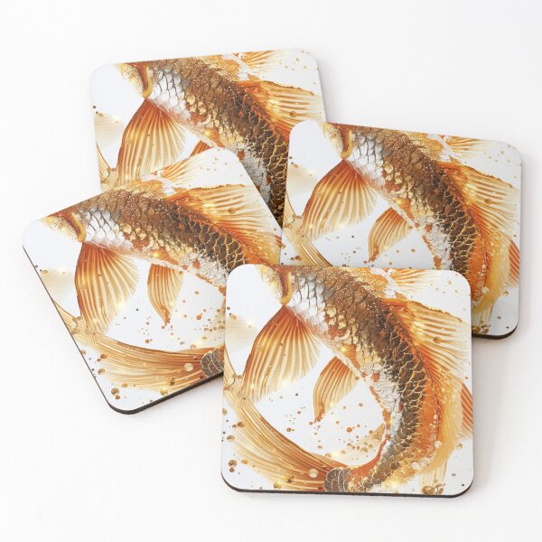 Item preview, Golden Koi Fish on White Background, Symbol of Prosperity designed and sold by Piotrek0001.