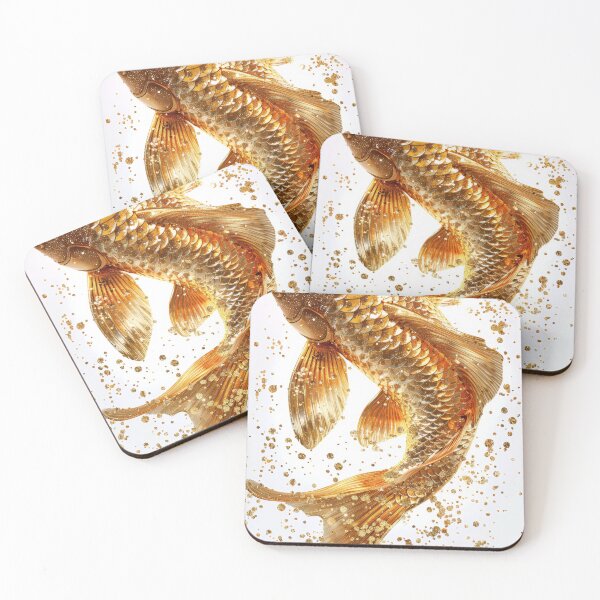 Item preview, Golden Koi Fish on White Background, Symbol of Prosperity designed and sold by Piotrek0001.