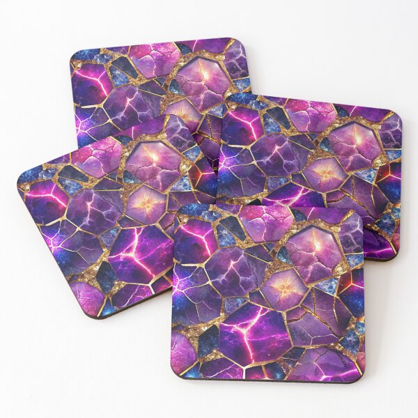 Item preview, PATTERN 037- PURPLE AND PINK STONE - Gift items and personal use / Gemstone, Purple, Pink, Gold, Marble, Velvet, Abstract, Broken Glass,  Art designed and sold by LumDesignArt.
