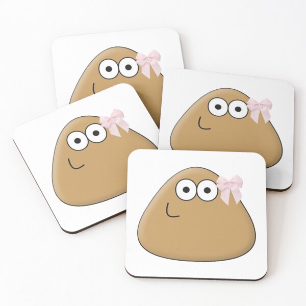 Item preview, Classic Pink Bow Pou Smiling Adult Pou Brown Alien Mobile Pet designed and sold by Neesu.