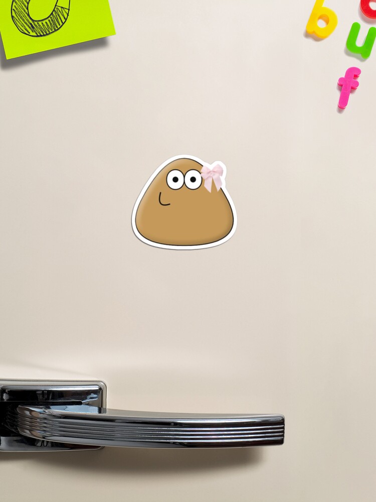 Classic Pink Bow Pou Smiling Adult Pou Brown Alien Mobile Pet
