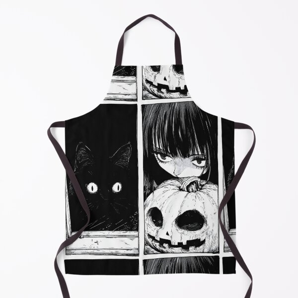 Item preview, Feline Secrets in the Lantern’s Glow – black and white melancholic anime manga girl designed and sold by ForsakenFrames.