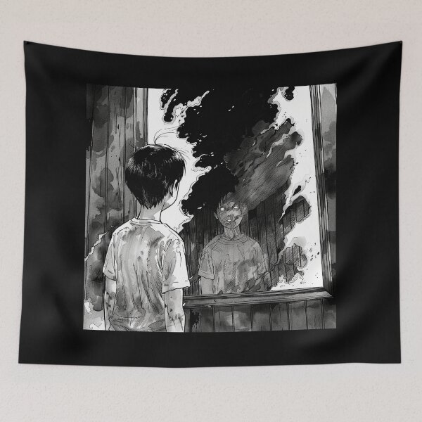 Item preview, Reflections on the Inevitable - black and white horror manga anime boy designed and sold by ForsakenFrames.