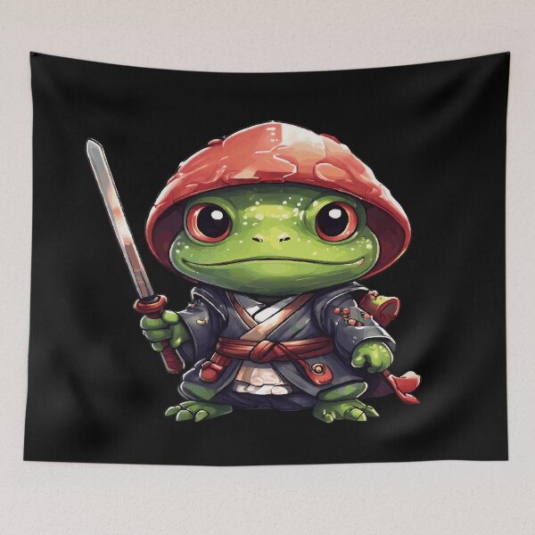Item preview, Samurai Frog, samurai frog in kawaii chibi style with a katana designed and sold by AdrianMDesigns.