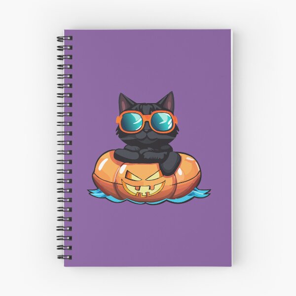 Aperçu de l'œuvre Chat noir avec citrouille d'Halloween style dessin animé mignon créée et vendue par Horizon Cartoon.