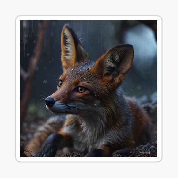Item preview, Fox sheltering from Rain designed and sold by JackMoon7.