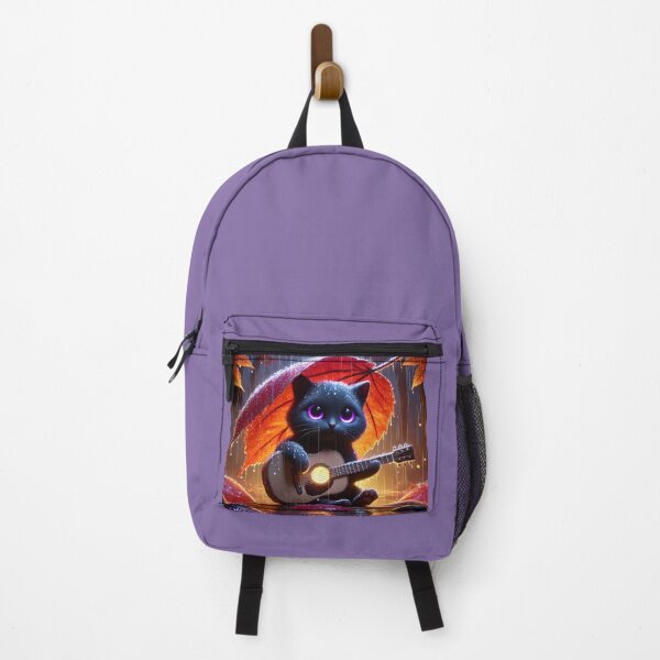 Item preview, Gato guitarrista negro bajo la lluvia designed and sold by Artbellachi.
