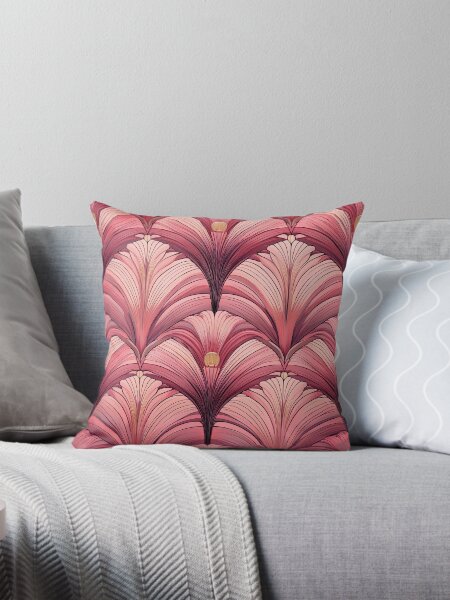 Artikel-Vorschau von Art Deco Blumenmuster in Rosa und Gold, designt und verkauft von CuratedEmporium.