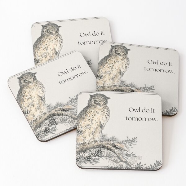 Item preview, Owl Do It Tomorrow Owl Print Japanese Art designed and sold by GardenSwingArt.