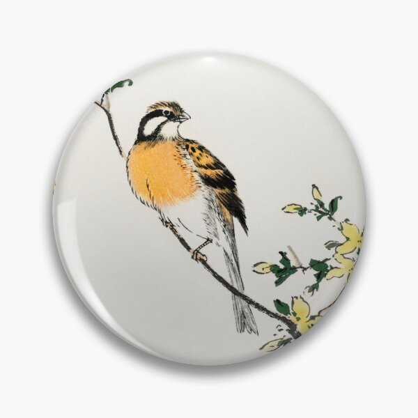 Item preview, Finch, Bird, Japanese Art, Yellow Flowers designed and sold by GardenSwingArt.