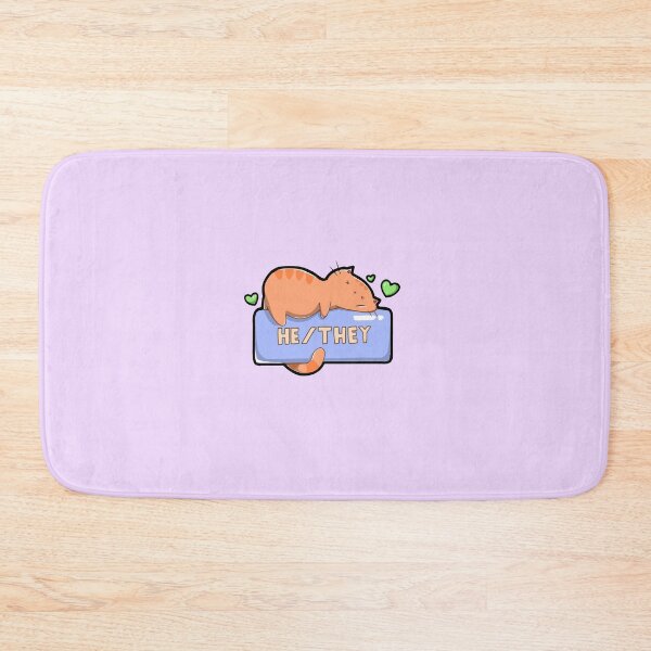 Item preview, Pronoun Badge he/they Cute Cat designed and sold by ashcael.