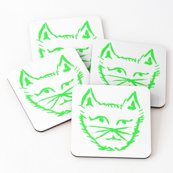 Item preview, Questioning Cat Fluoro Green designed and sold by MagentaTwilight.