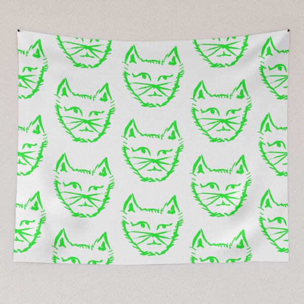 Item preview, Questioning Cat Fluoro Green designed and sold by MagentaTwilight.