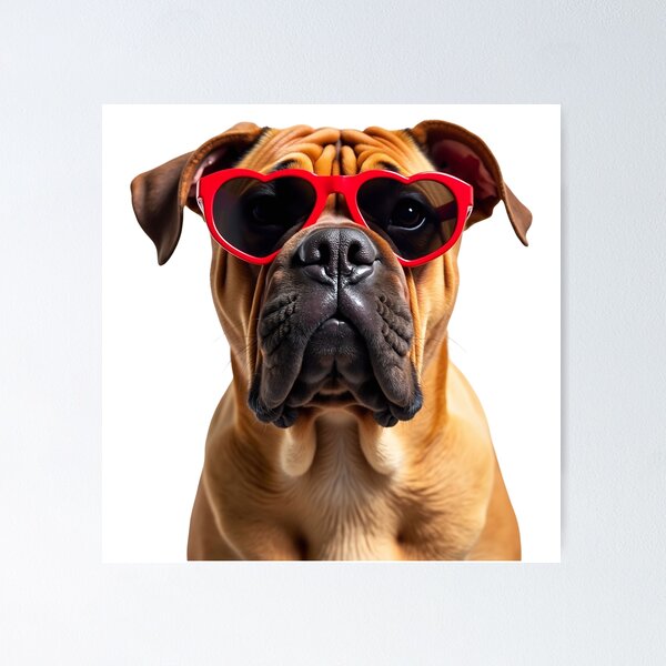 Item preview, Funny cool Chinese Shar Pei dog wearing a heart shape sunglasses designed and sold by LazyOwlStore.