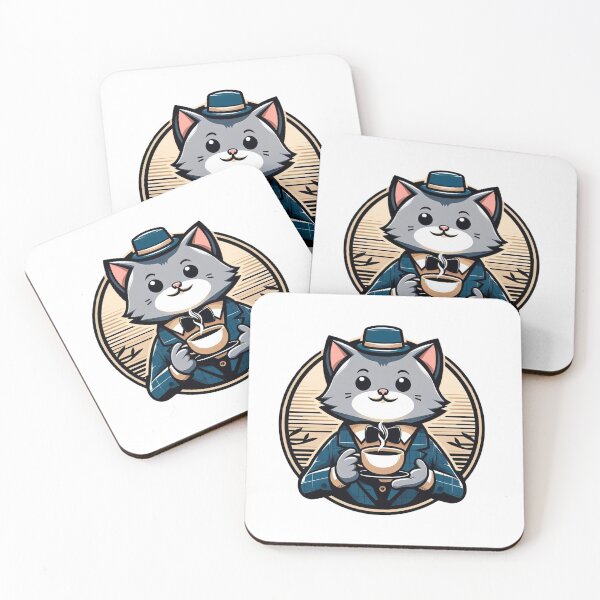 Item preview, Gentleman Cat with a cup of Coffee designed and sold by Azrora.