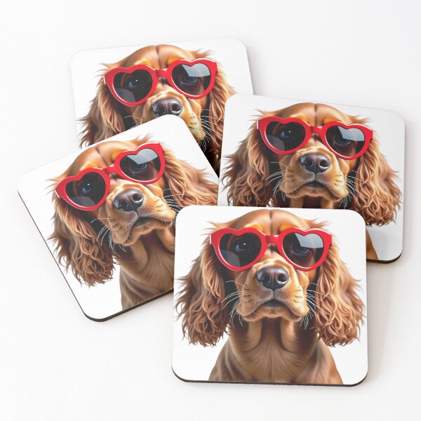 Item preview, Funny cool Cocker Spaniel dog wearing a heart shape sunglasses designed and sold by LazyOwlStore.