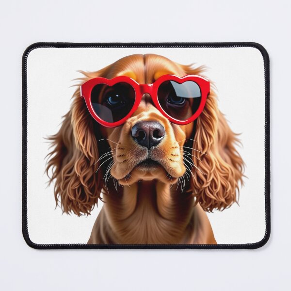 Item preview, Funny cool Cocker Spaniel dog wearing a heart shape sunglasses designed and sold by LazyOwlStore.