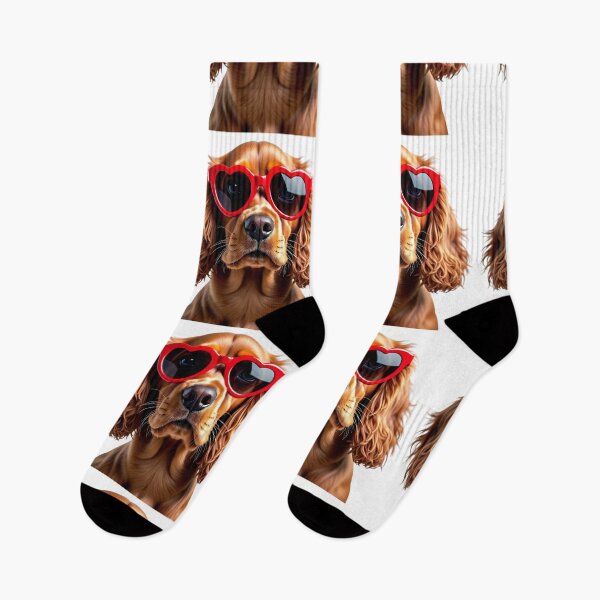 Item preview, Funny cool Cocker Spaniel dog wearing a heart shape sunglasses designed and sold by LazyOwlStore.