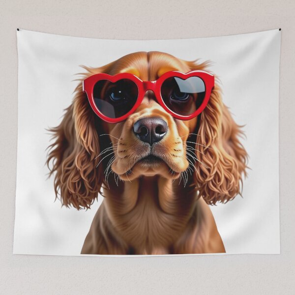 Item preview, Funny cool Cocker Spaniel dog wearing a heart shape sunglasses designed and sold by LazyOwlStore.