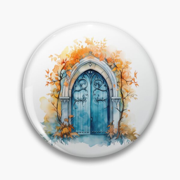 Item preview, Whimsical Blue Door With Autumn Leaves designed and sold by New-School-Wave.